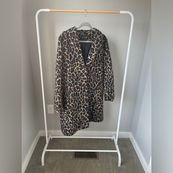 River Island Cheetah Print Pea Coat - Size XL - Picture 1 of 3